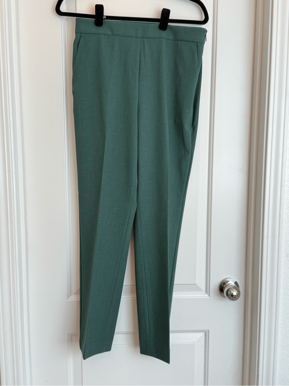 NWT Ann Taylor Side-zip straight cut pants, bi-stretch fabric, green, size 6P